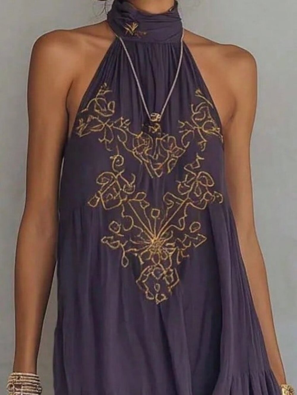 Dark Purple Casual Women's hi low Long Dress - Picture 6 of 7